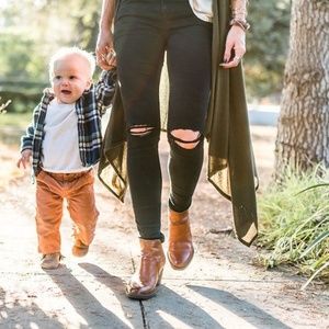 COGNAC BORN ANKLE BOOTIES REAL LEATHER